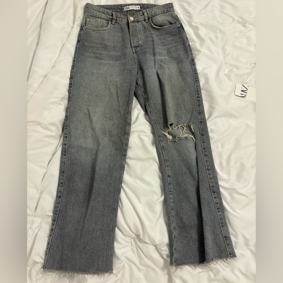High waisted distressed grey jeans - Picture 4 of 6